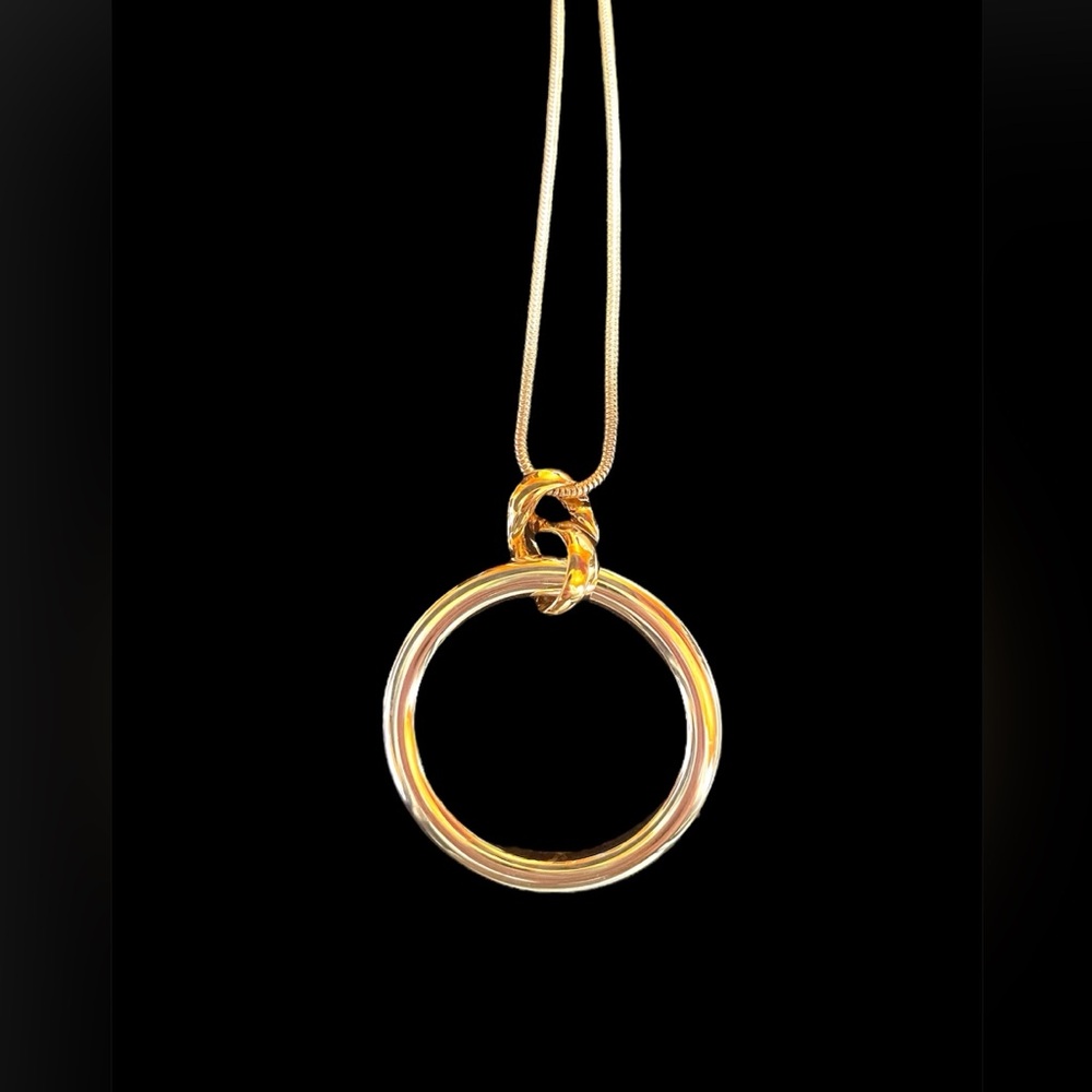 Long Silver And Gold Necklace With Circle Pendant NWOT Mixed Metal